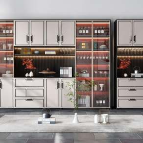 新中式酒柜3D模型下载